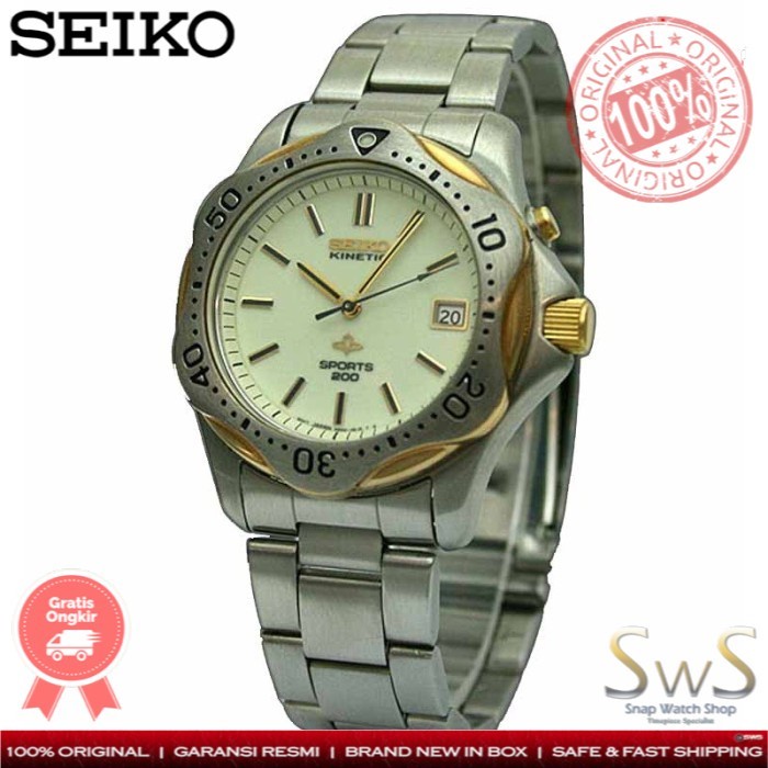 Jam Tangan Seiko Kinetic Sport White Dial SKH166 SKH166P1 Original Jam Tangan Pria