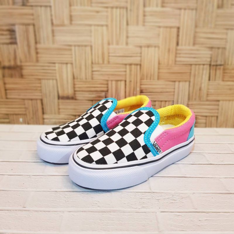 Sepatu Anak Vans Slip On Chekerboard Original Size 16 - 35 pink