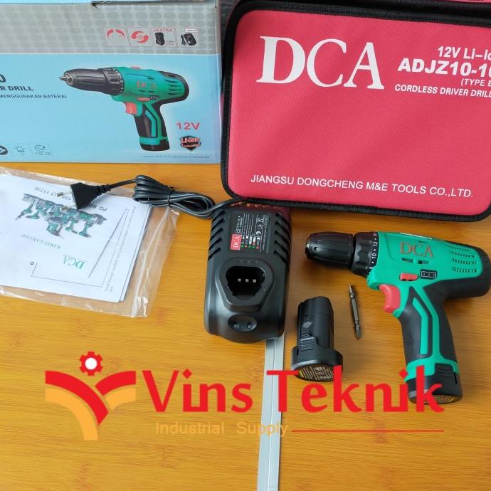 Mesin Bor Baterai Cordless Drill Driver Adjz10-10B Dca Adjz 10-10 B Termurah