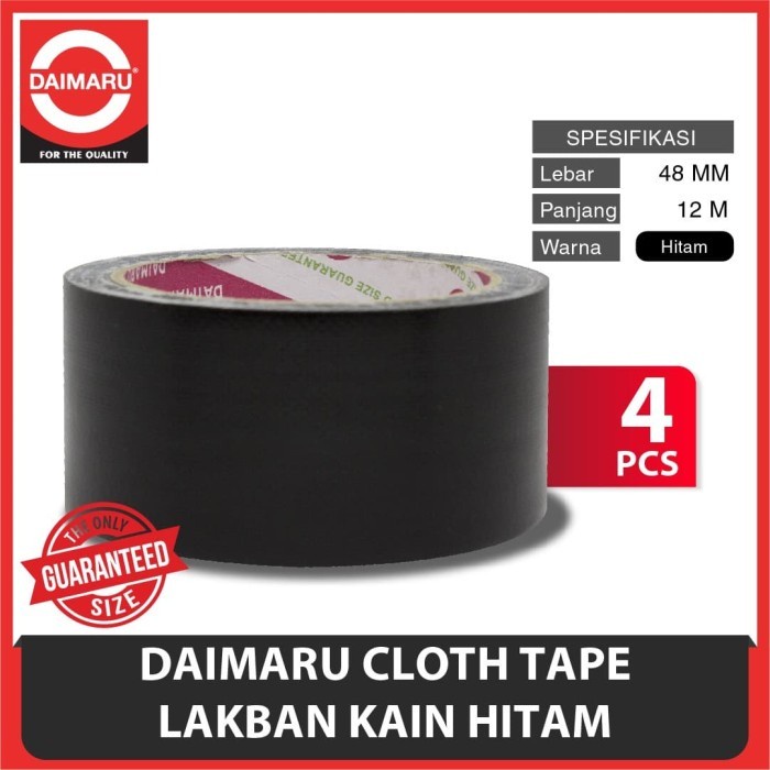 

[Dapat 4pcs] Daimaru Cloth Tape Hitam 48mm x 12m