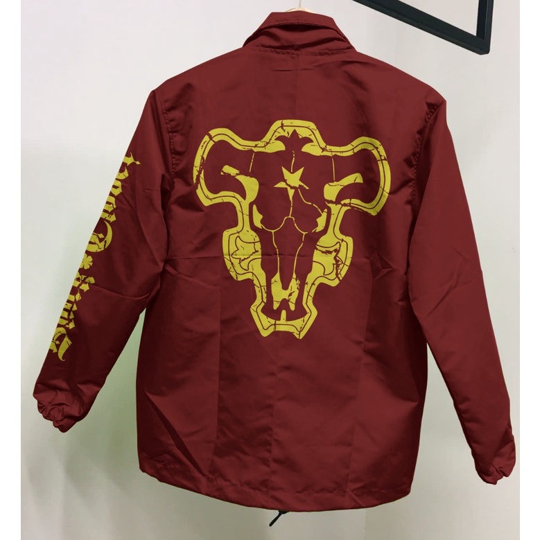 Jaket Coach Black Bull Gold Maroon Anime Manga Black Clover Premium Unisex