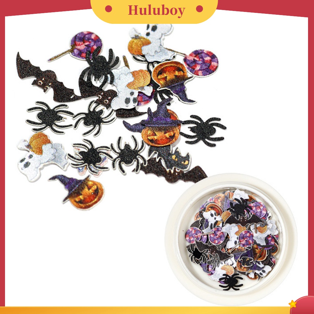 Huluboy Huluboy♡ Stiker Kuku Motif Labu Hantu Laba-Laba Penyihir Halloween Warna-Warni Untuk Dekorasi