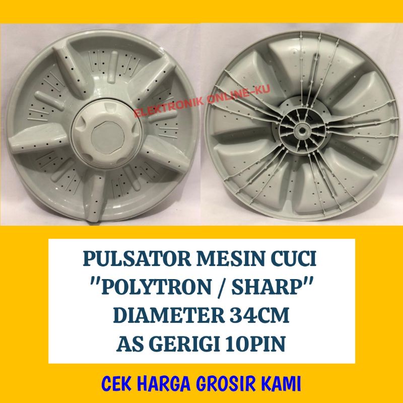 PULSATOR MESIN CUCI POLYTRON/SHARP DIAMETER 34CM AS GERIGI 10 PIN