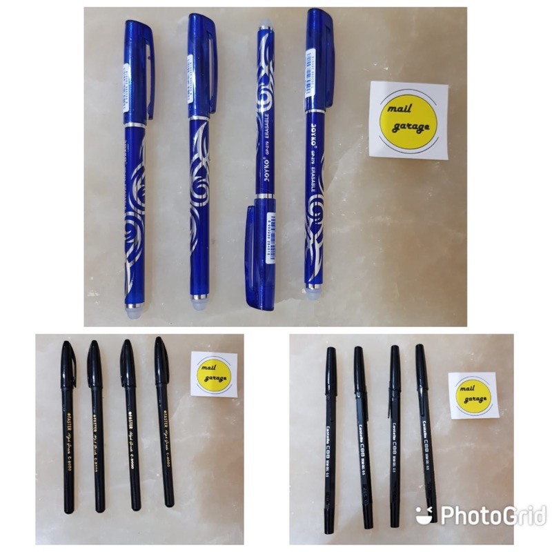 

Pulpen Ballpoint Gel Warna hitam biru berbagai merek Eceren bisa satuan harga murah kualitas bagus