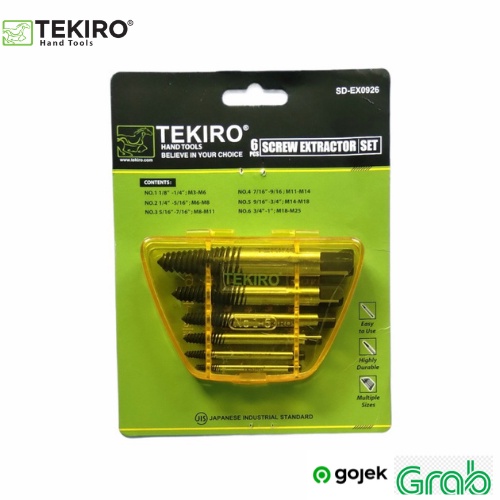 HAND TAP ULIR BALIK DRAT KIRI BAUT PATAH SCREW EXTRACTORS 6 PCS/SENAI DRAT TEKIRO
