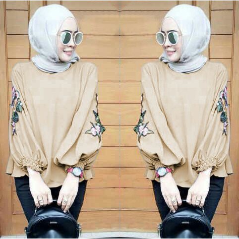 [Nada Top varian warna SW] blouse wanita wolly crepe TOSCA/NAVY/PINK/ABU/MOCCA