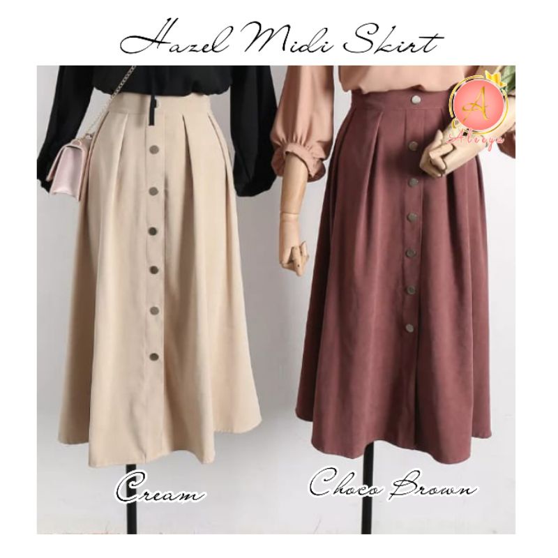 ALEEYA Rok Suede 7/8 /  Hazel Midi Button Skirt (2501)