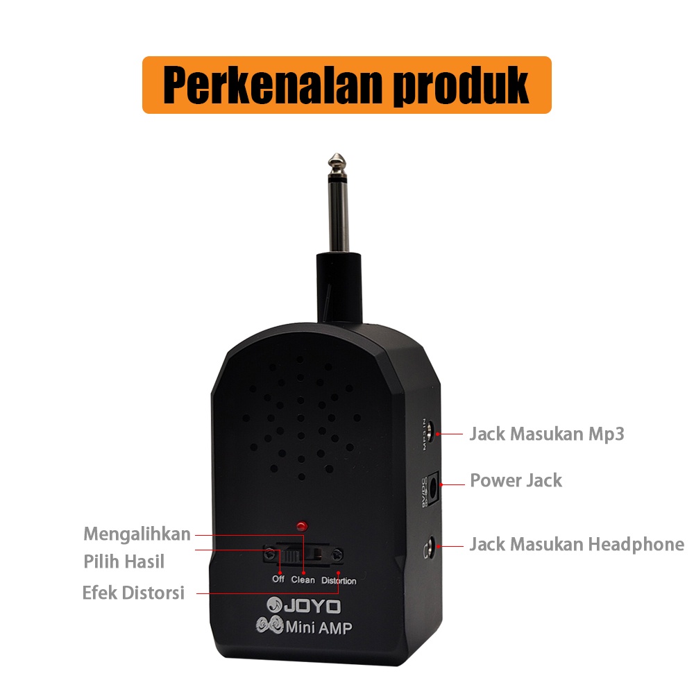 JOYO Mini Amplifier Gitar AMP Portabel Speaker untuk Guitar Listrik Bass Bersih/Distorsi Efek