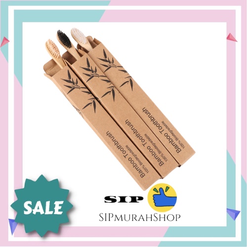 Sikat Gigi Bambu Asli - Premium bamboo toothbrush - Sikat Gigi Bambu Dewasa / Bamboo Toothbrush