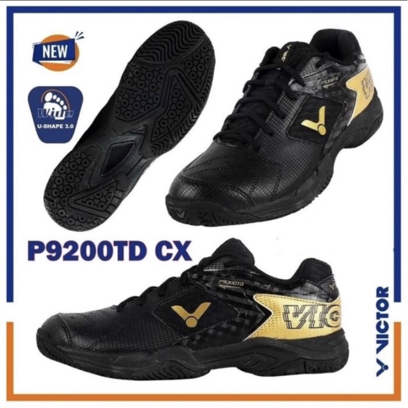 Sepatu Badminton victor P 9200 P9200TD CX Black Gold Original