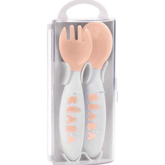 Beaba Set of 2 2nd Age Ergonomic Cutlery - Neon