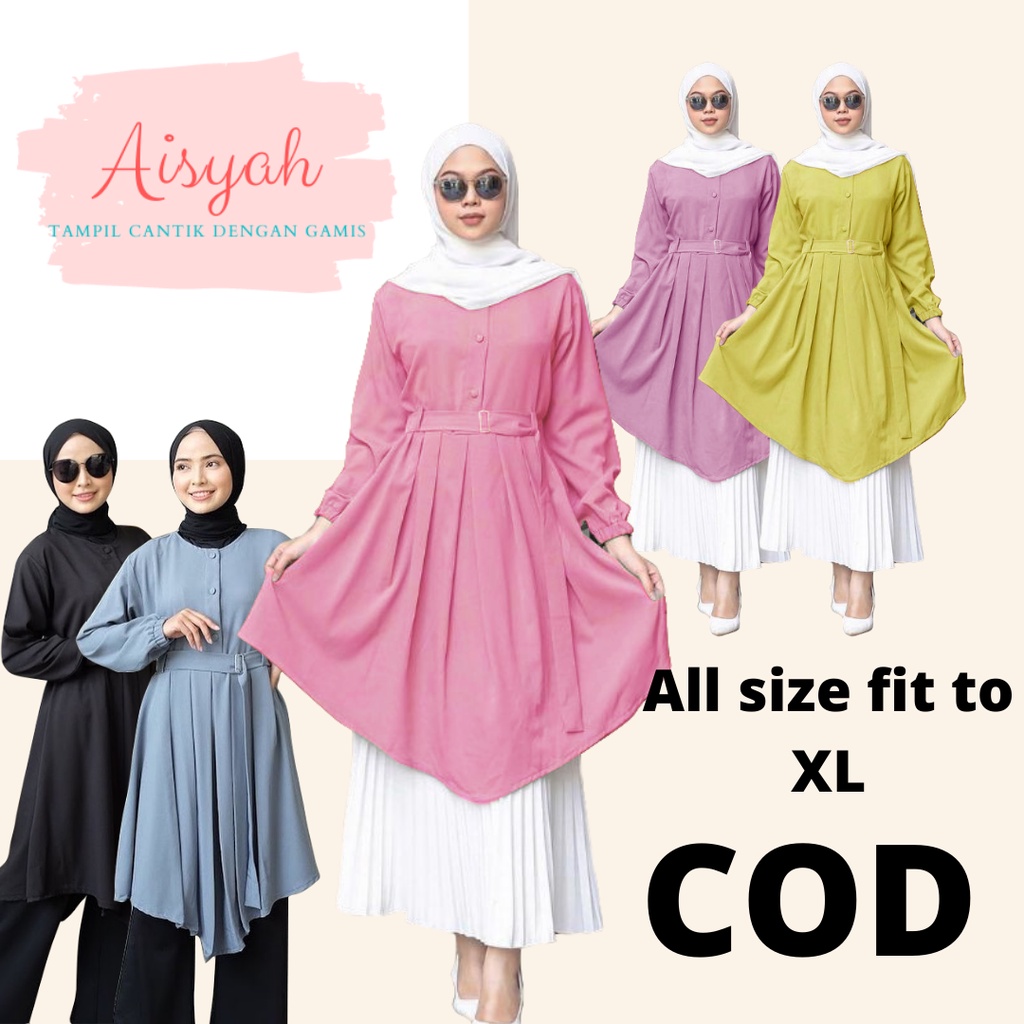 atasan baju tunik modern pakain muslim wanita cewek perempuan terbaru murah