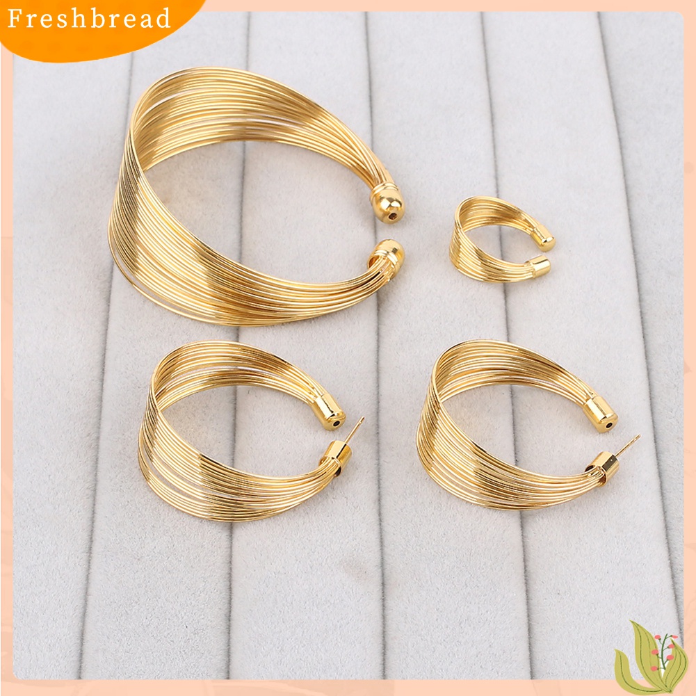 Fresh| 4pcs / Set Kalung + Anting + Gelang + Cincin Gaya Nigeria Eksotis Untuk Pengantin Wanita