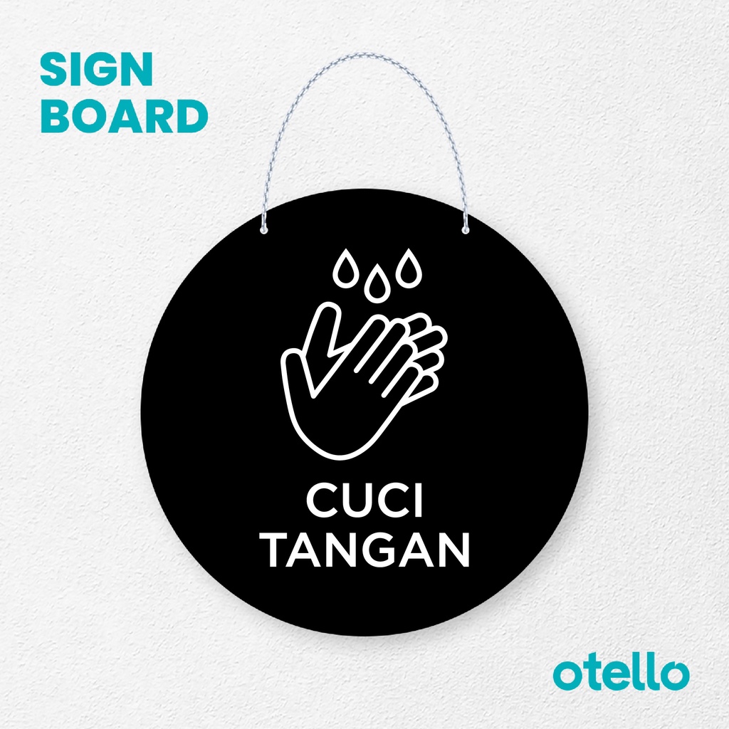 Otello Sign Cuci Tangan Signage Board Acrylic Papan Gantung Label Akrilik Rantai Petunjuk Toko Modern Minimalist Kafe Restoran Kantor Gedung