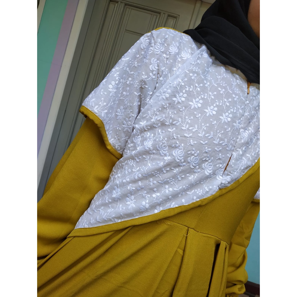 MERISA NERISA DRESS ITYCREPE MIX BROKAT DRESS REMAJA TERBARU FASHION MUSLIM MUSLIMAH