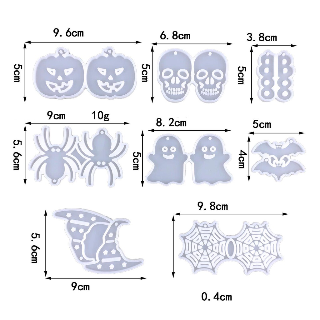 Solighter 8 Pcs Anting Cetakan Resin DIY Spider Membuat Perhiasan Alat Halloween Cetakan Silikon