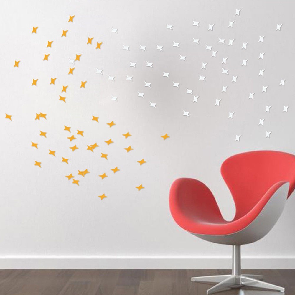 Hot Sale/50pcs Removable Stars Sky Mirror Wall Stiker Decal Art Dekorasi Kamar Anak