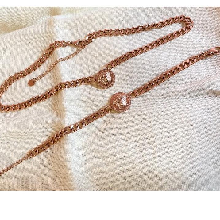 [KODE PRODUK P00A75191] Kalung Dan Gelang Titanium Premium Versace Rosegold Anti Karat Fashion 2021