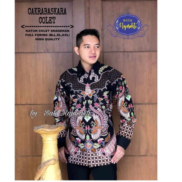 Batik Lengan Panjang CAKRABASKARA COLET Full Furing Katun Cabut Ori Solo