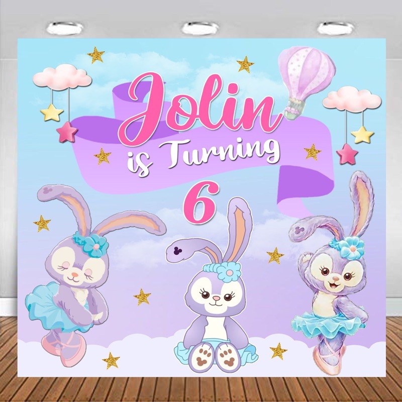 Kelinci Stella Lou Backdrop Flexi Birthday / Banner Dinding Ulang Tahun