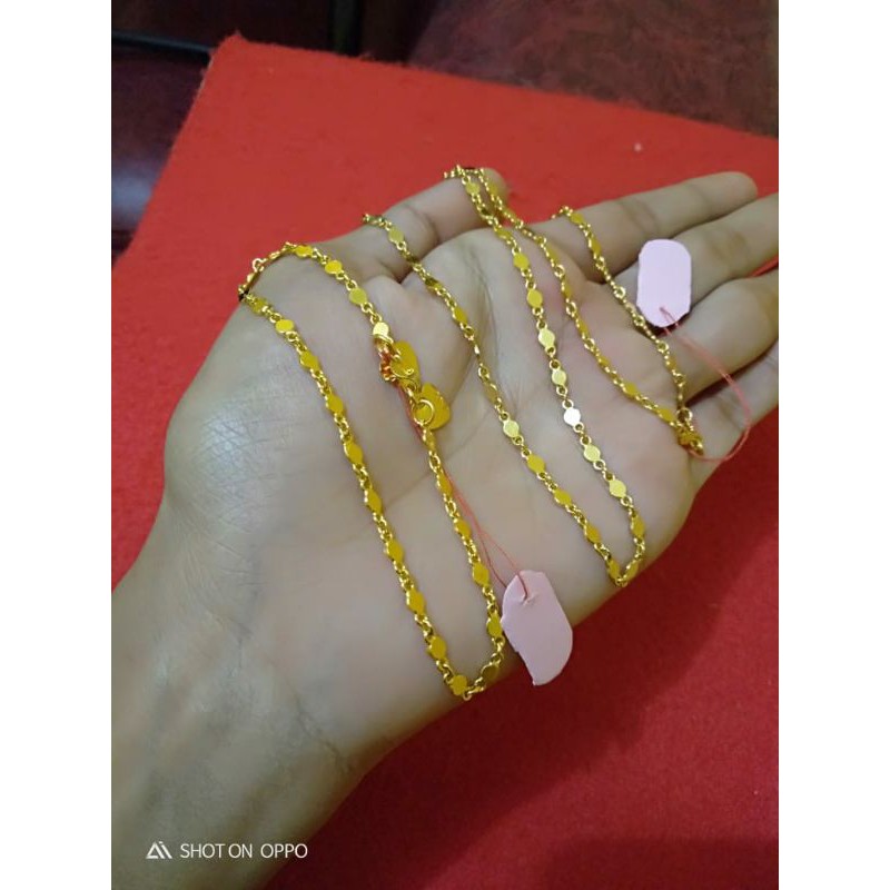 Kalung 45cm dan gelang biji cabe lapis emas 24