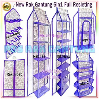 PROMO MURAH RAK  GANTUNG  SET 6IN1 FULL RESLETING rak  tas  