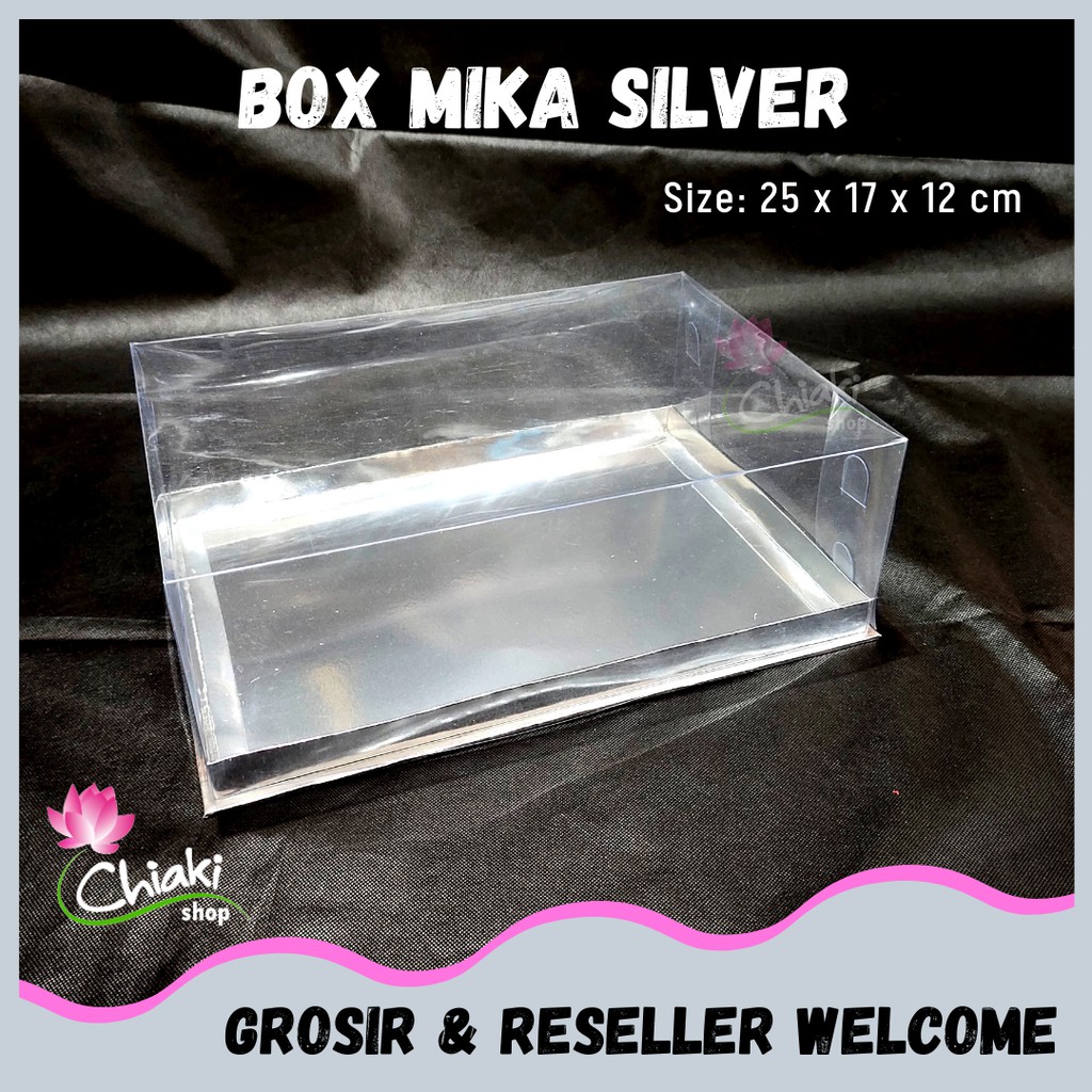 

Box Mika SILVER Uk 25 x 17 x T. 12 cm Cupcake isi 6 Cake Pudding Tart Dus Perak Karton Tebal CHIAKI