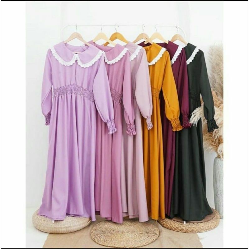 Gamis monscrep Sharie Maxi | Gamis Muslim | Busui Friendly | Fashion Muslim Gamis Kancing Aktif