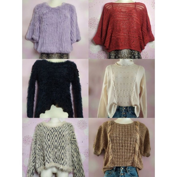 sweater rajut kepang bulu jaring fuzzy macan lilac coksu