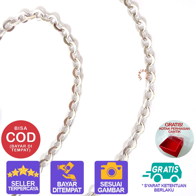 Lovelybutik Kalung Titanium Anti Karat Marsa kalung Wanita Titanium Panjang kalung 45 Cm BONUS KOTAK PERHIASAN