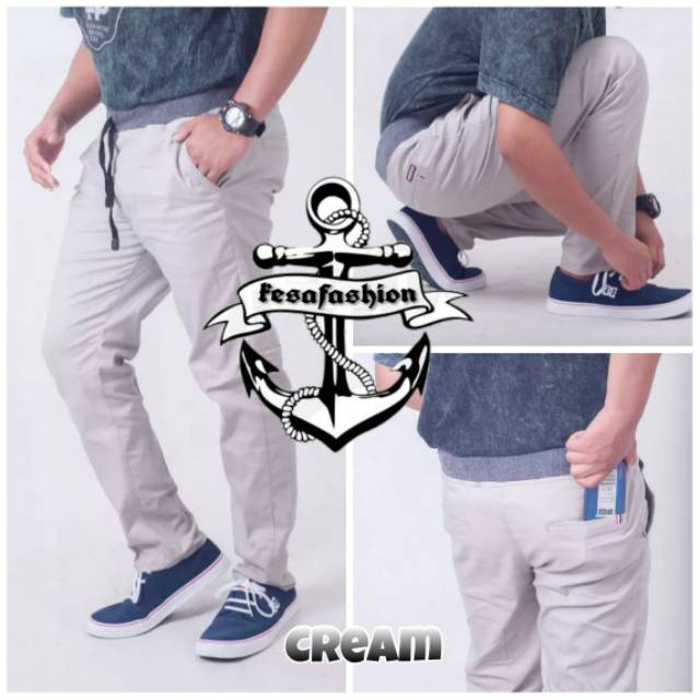 CELANA CHINO Panjang pria Slimfit KERJAHARIAN Santai Casual Formal Hitam Abu Cream Mocca Size 27-38