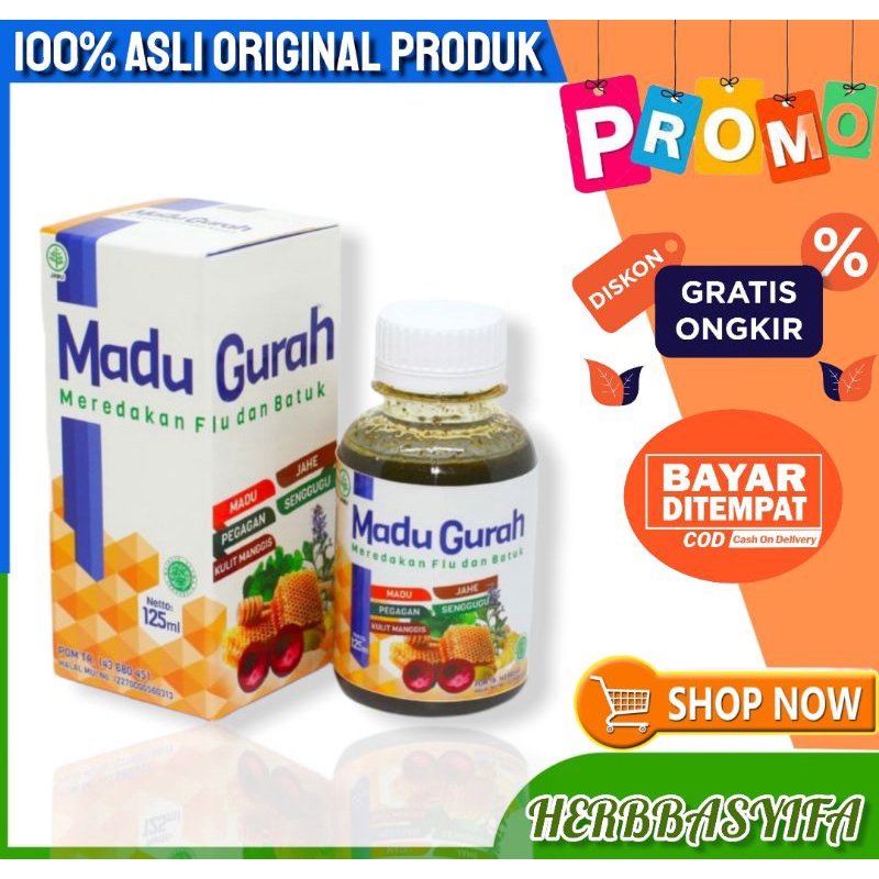 

Madu Gurah Herbal Obat Batuk Flu Pilek Tenggorokan/ Obat Sinusitis BPOM 125ML