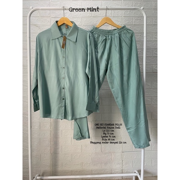 BEST SELLER ONE SET STANDAR POLOS-Green mint Ld 110