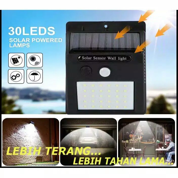 [ 30 LED &lt; 100 LED ] Lampu Taman Solar Sensor Gerak Outdoor Anti Air Tumblr Dinding Tembok Penerangan Malam