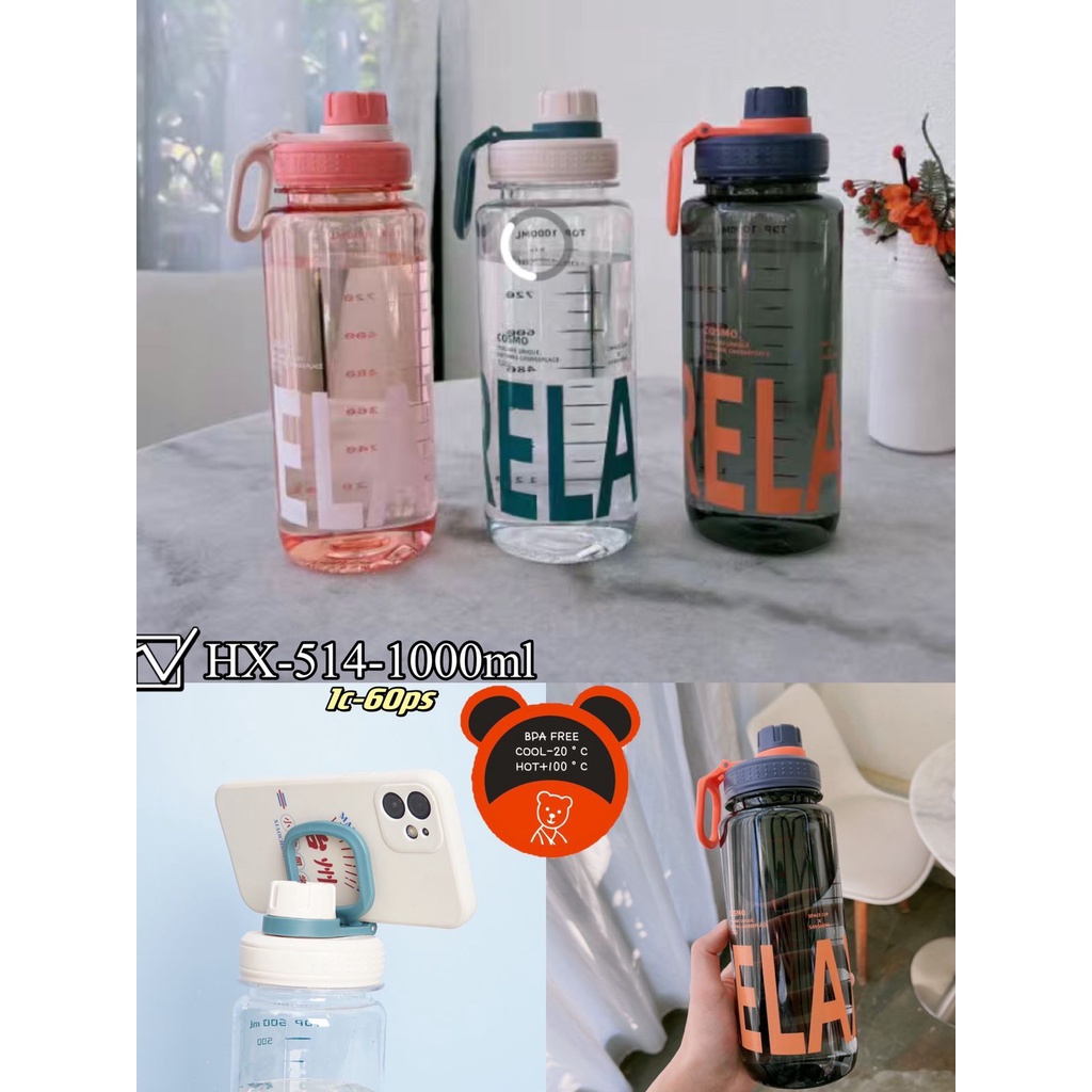 botol air minum tritan 1 satu liter tempat air minum sport BPA free design milenial