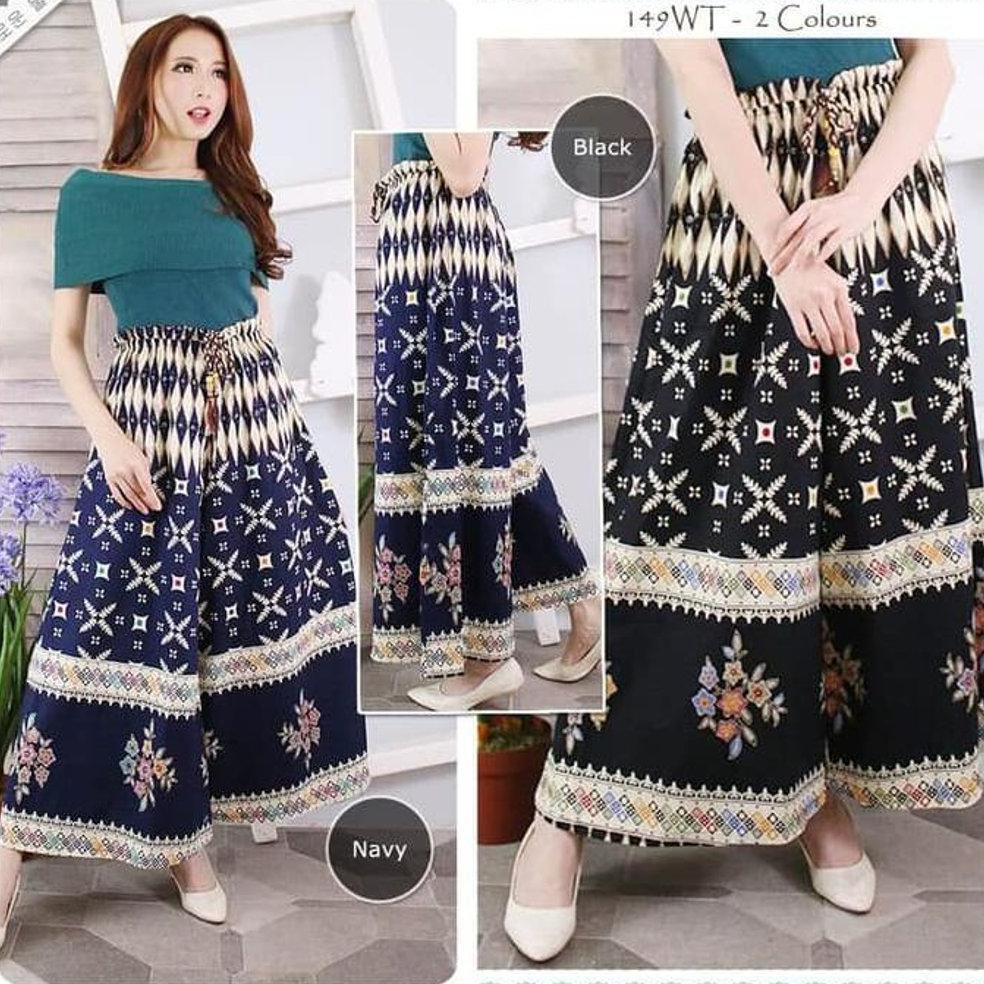 Celana Panjang Wanita - Kulot Batik Modern - Navy