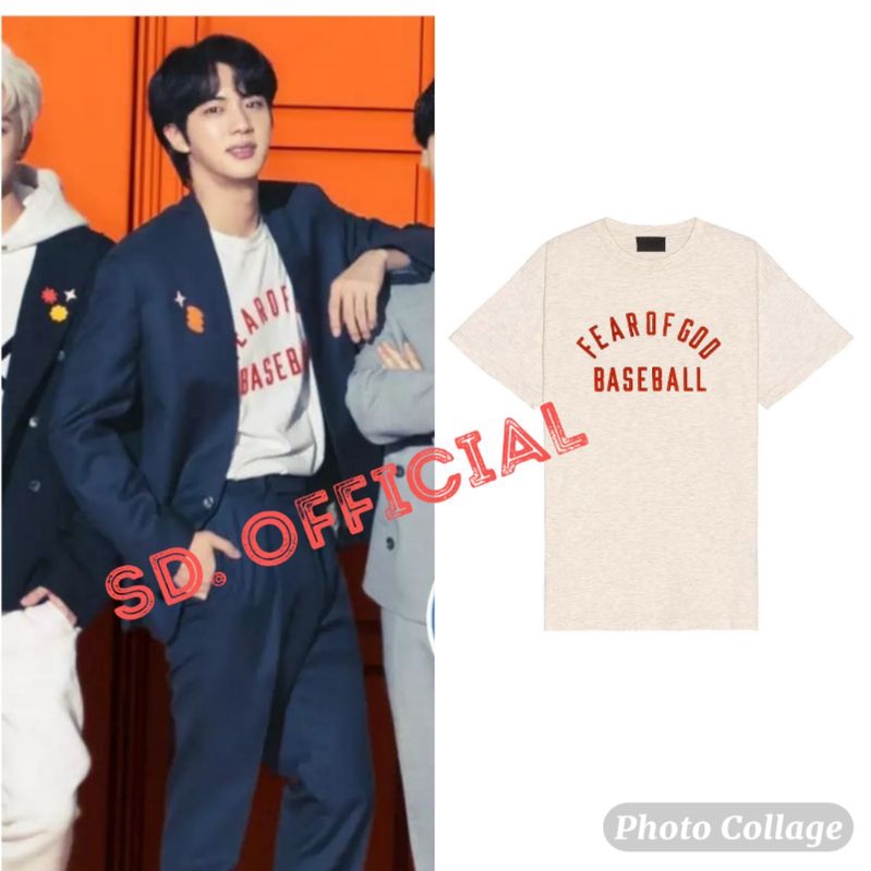 Kaos BTS JIN Fear Of God Baseball Sablon Merah