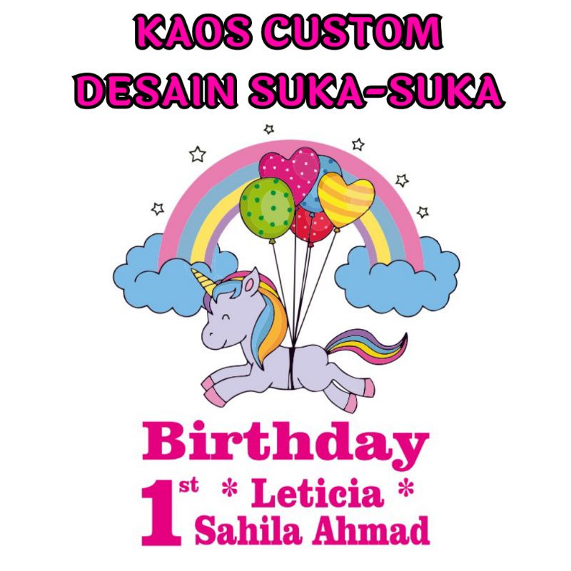 Kaos Custom Motif ulang tahun / gambar bebas / Gambar sendiri / Reques tema / desain suka-suka