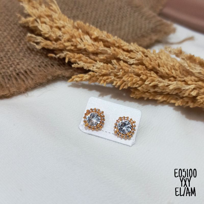 Anting Yaxiya Tusuk Zircon gold E05100