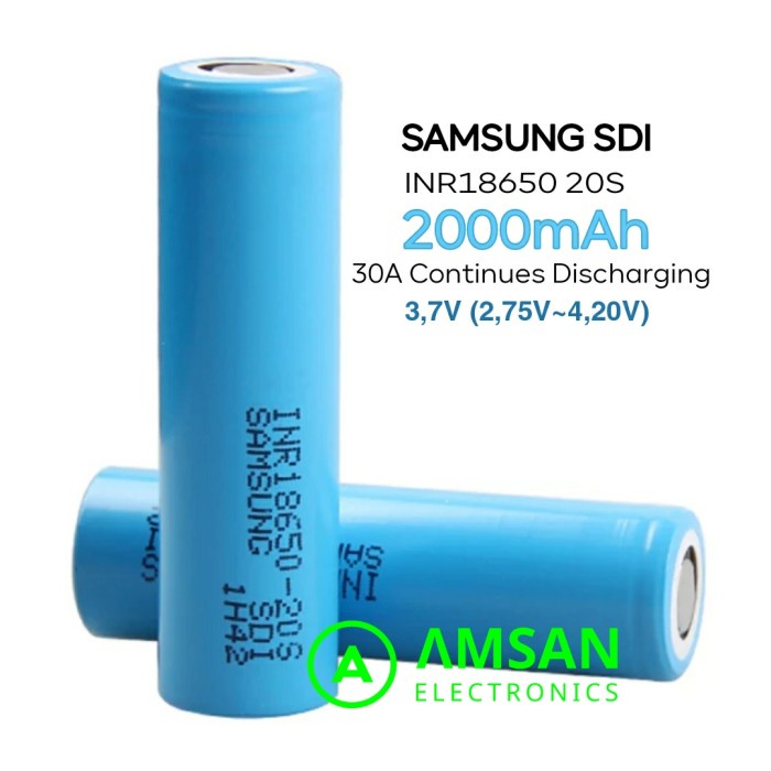 SAMSUNG SDI INR18650-20S 2000mAh 30A Baterai Power Tools Battery 18650