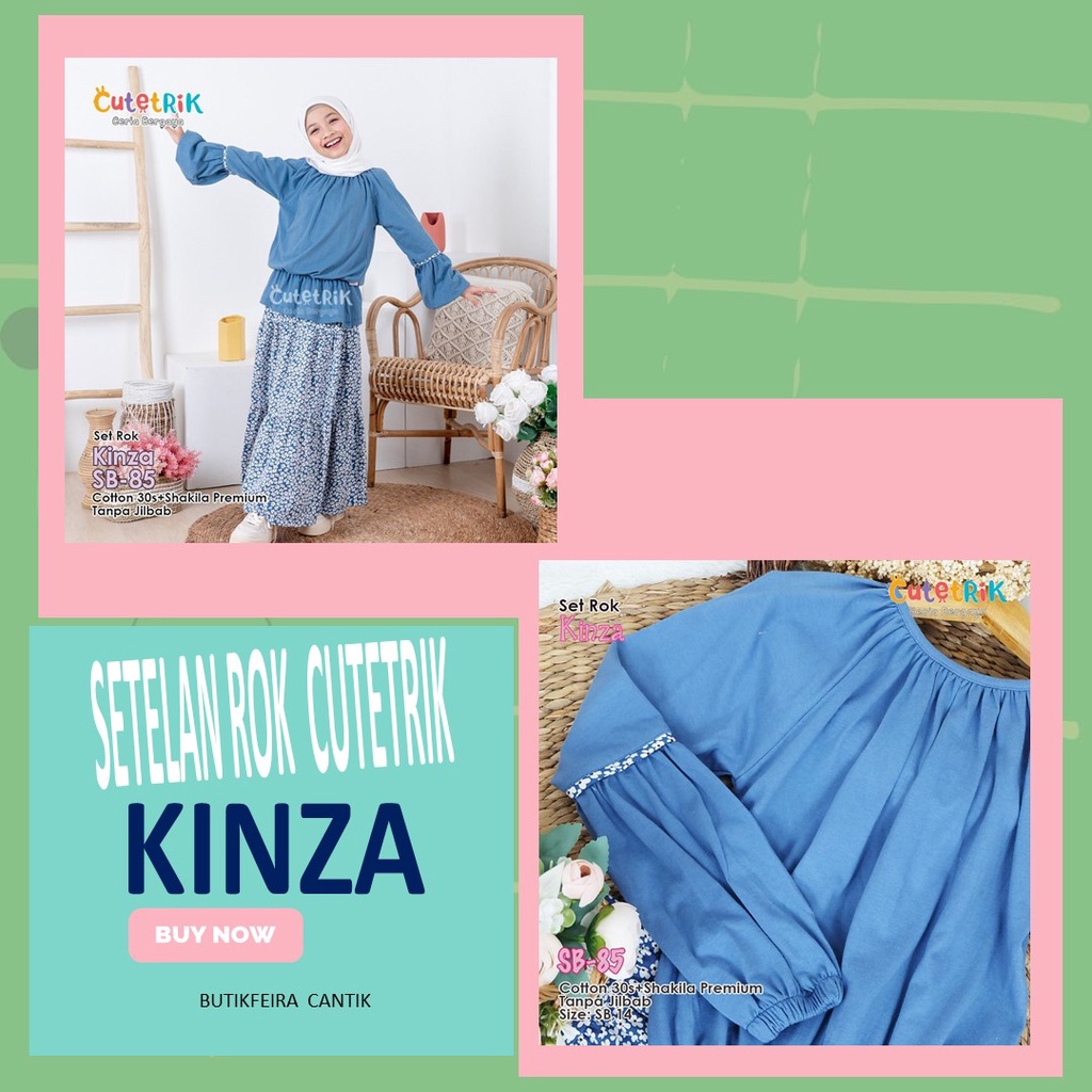 Baju setelan tunik dan rok panjang anak remaja cutetrik  usia 13-14th - Kinza