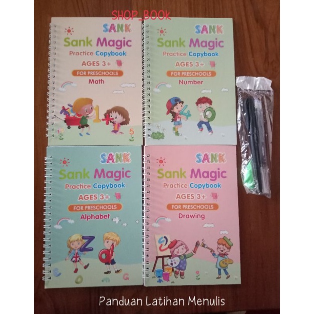 

SANK MAGIC BOOK 4 IN 1 ||Buku Latihan Menulis TK dan paud/sank magic practice copybook/buku 3 D