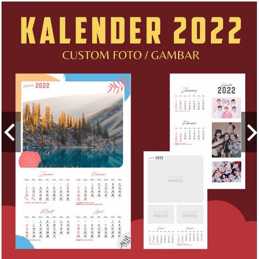 

Kalender 2022 Custom - Kalender Dinding - Tanpa minimal order ( isi 1 Lembar )