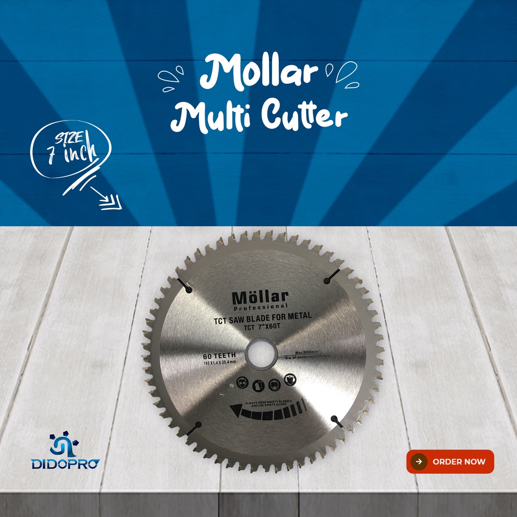 Mollar Mata Potong Besi 7 inch x 60 T TCT - Circular Saw Blade Metal Gergaji