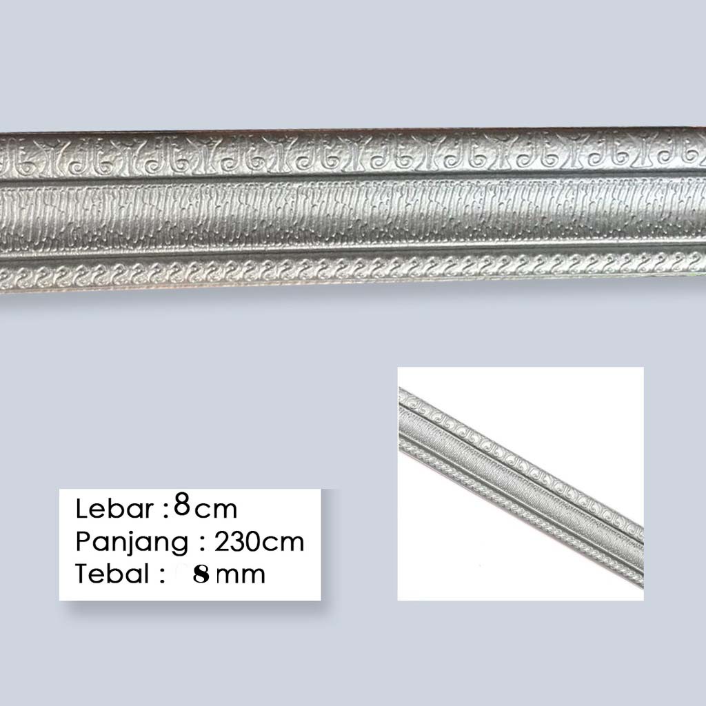 LIST BORDER FOAM 3D STICKER HIGHT QUALITY PANJANG 230CM-SILVER 8cm tebal 8mm