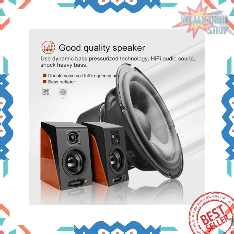 First Eye 950 HiFi Desktop Multimedia Stereo Speaker 2.0 Channel - Black/Brown ELC11