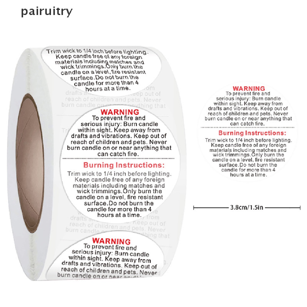 500pcs / roll Stiker Label Peringatan Lilin Tahan Air