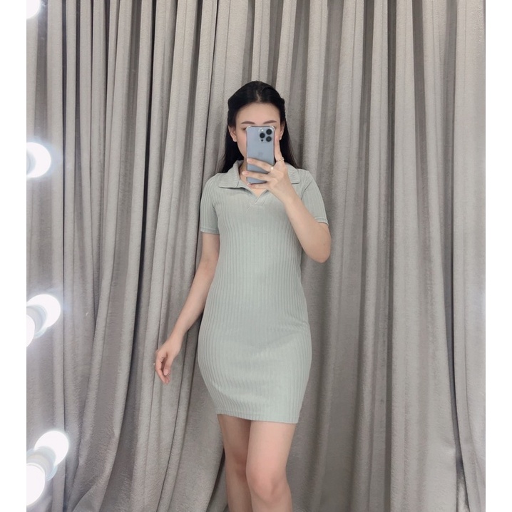 Dress Knit bodycon polo 261 | Dress slim korea | Dress wanita