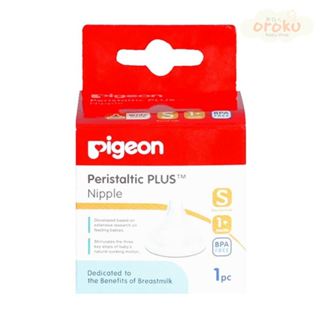 PIGEON PERISTALTIC PLUS NIPPLE SS / S / M / L / NIPPLE