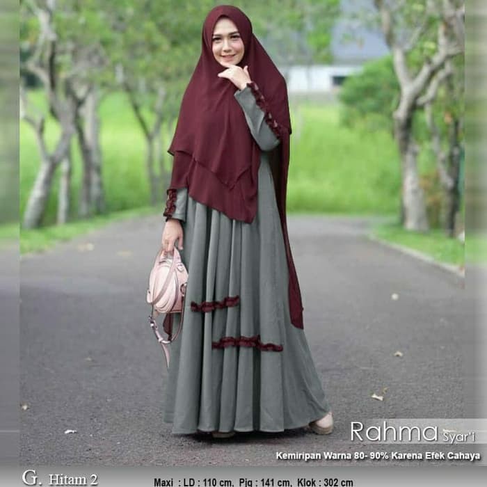 Rahma hitam gamis busui oxford jilbab ceruti syari wanita hijab butik